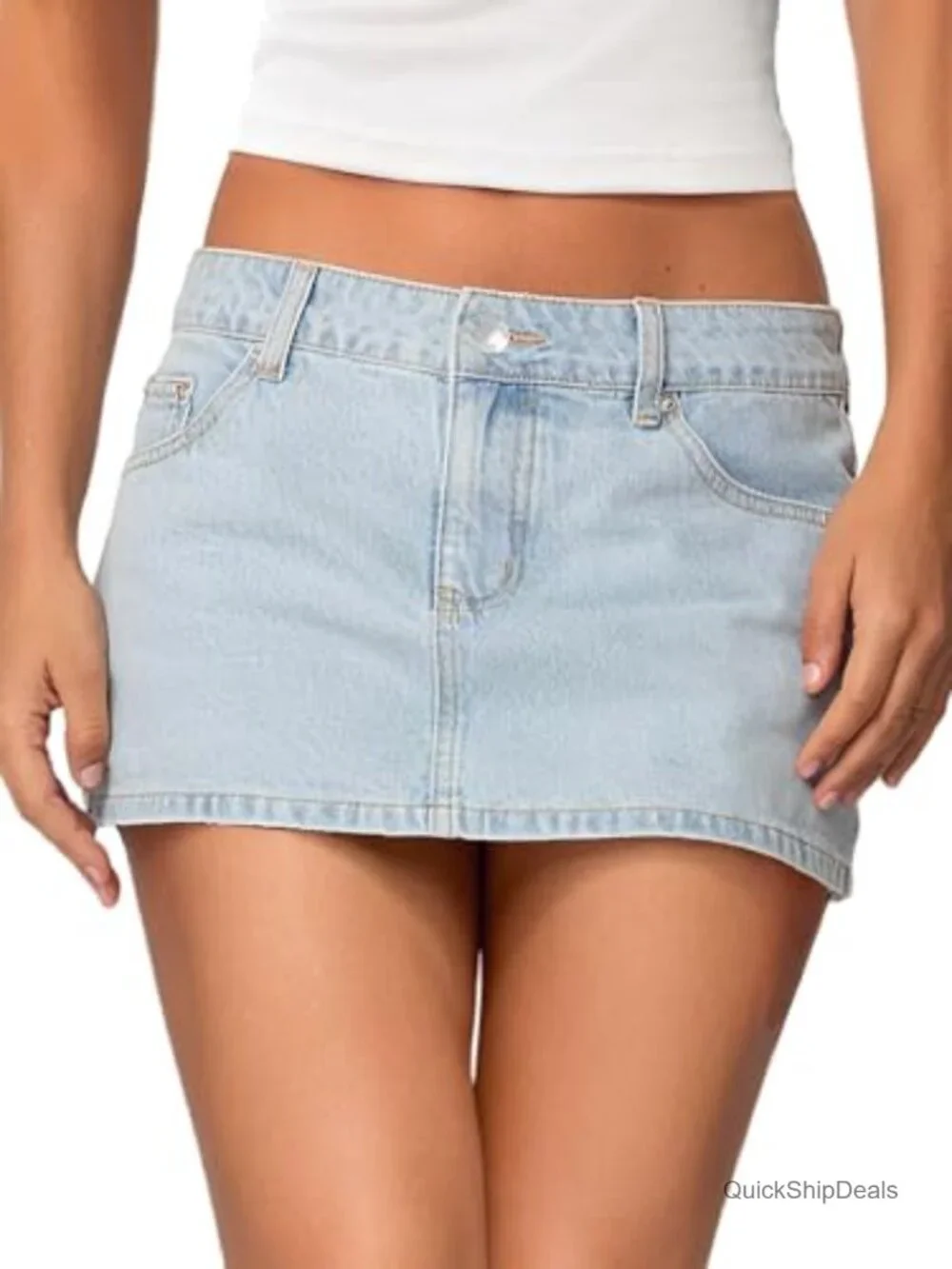 Stretchy Mini Skort with Built-in Shorts, 5 Pockets, Low Waist
